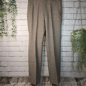 MENS HART SCHAFFNER & MARX 100% VIRGIN WOOL CHECKED DRESS PANT TAN BLACK 34/32